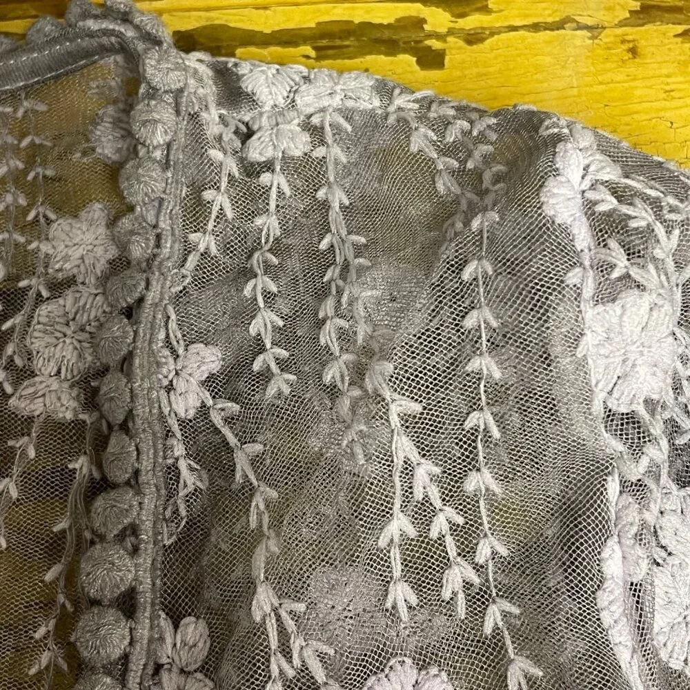 POL Floral Mesh Bell Sleeve Topper Cardigan SM Boho Festival Romantic Coachella - Picture 4 of 9